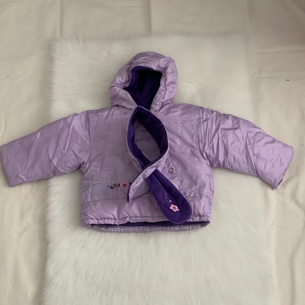 Carter's Lavender and Violet Kids Puffer Coat with Neck Warmer